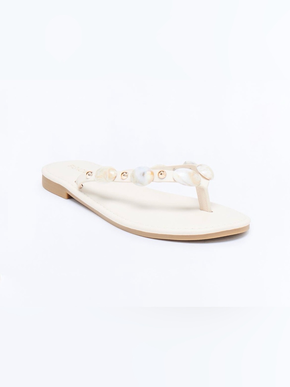 Fashion Nova Women's Cream Beaded Thong Sandal🤍 - Picture 2 of 5